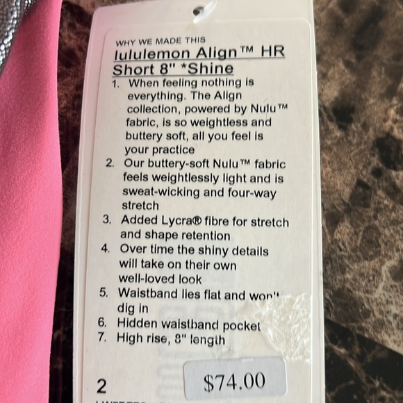 LULULEMON ALIGN HIGH RISE SHORT 8” SHINE BROWN COLOR SIZE 2 NWT - Picture 5 of 5